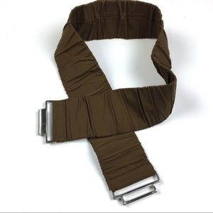 Belt Brown Wide Stretch Silver Buckle